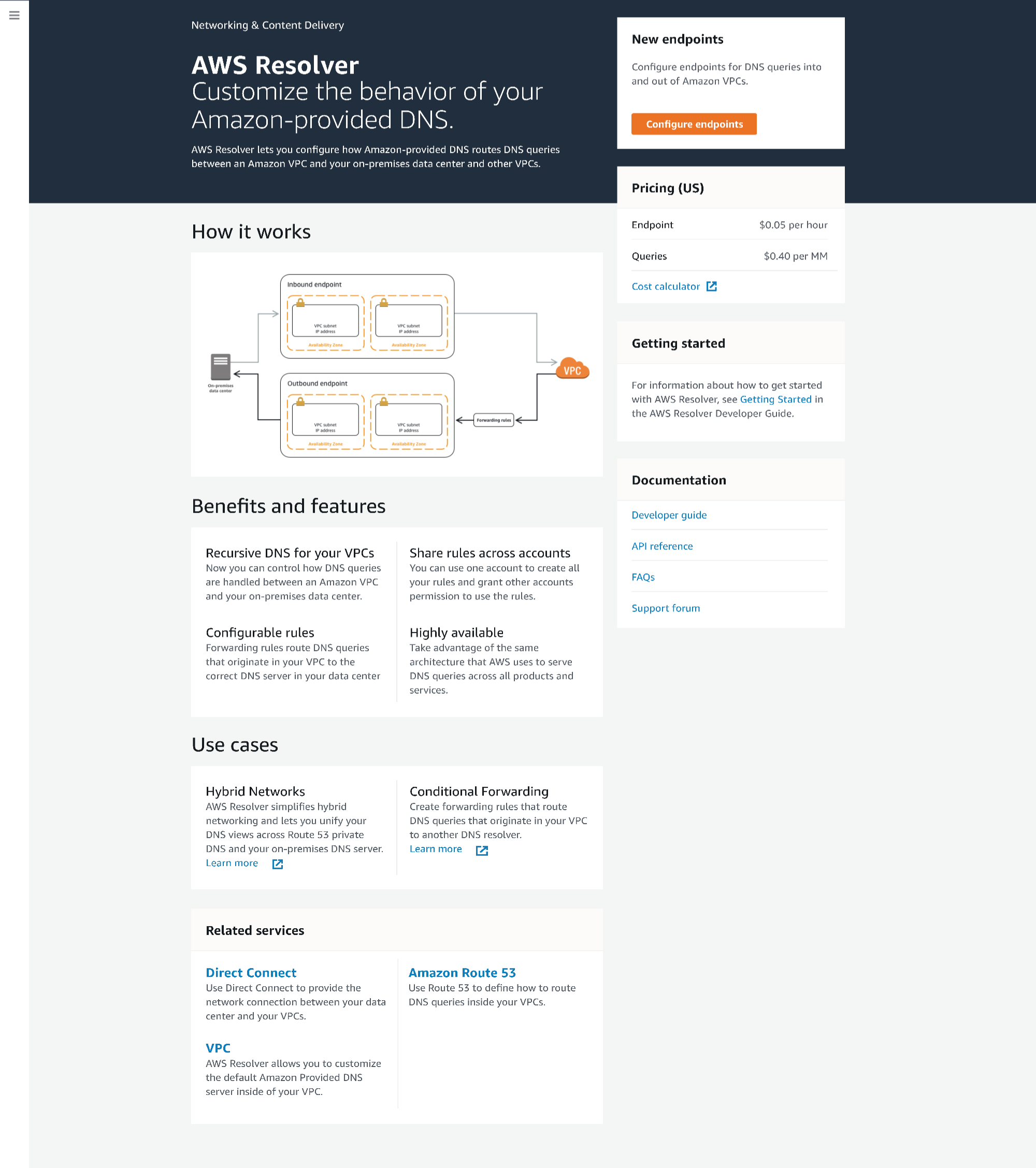 AWS Resolver product page showing the how it works diagram